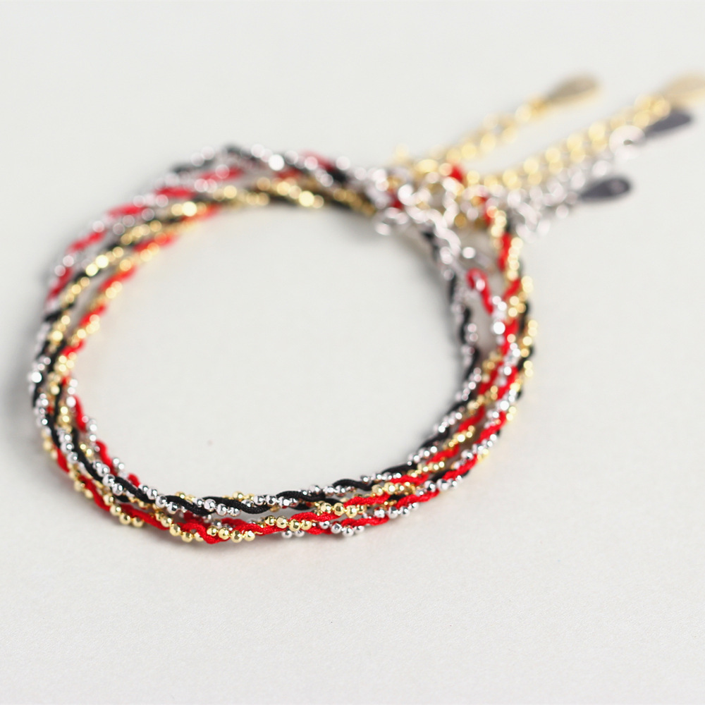 Red String Bracelet Korean Style 925 Silver Minimalist Handmade Braided Forest Style Friendship Bracelet String Jewelry
