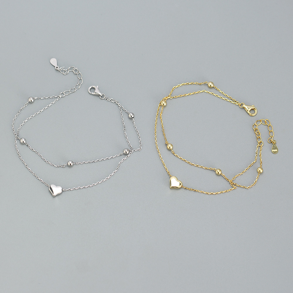 S925 Silver Cute Multi-Charms Heart Bracelet Korean Style Fresh Sweet Summer Jewelry for Girls - Image 2