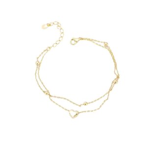 S925 Silver Cute Multi-Charms Heart Bracelet Korean Style Fresh Sweet Summer Jewelry for Girls