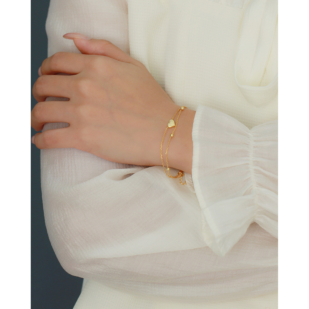 S925 Silver Cute Multi-Charms Heart Bracelet Korean Style Fresh Sweet Summer Jewelry for Girls - Image 3