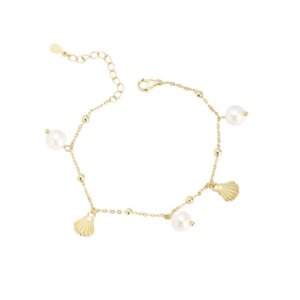 S925 Silver Exquisite Pearl Shell Bracelet Multi-Charms Fresh Sweet Summer Jewelry for Girls
