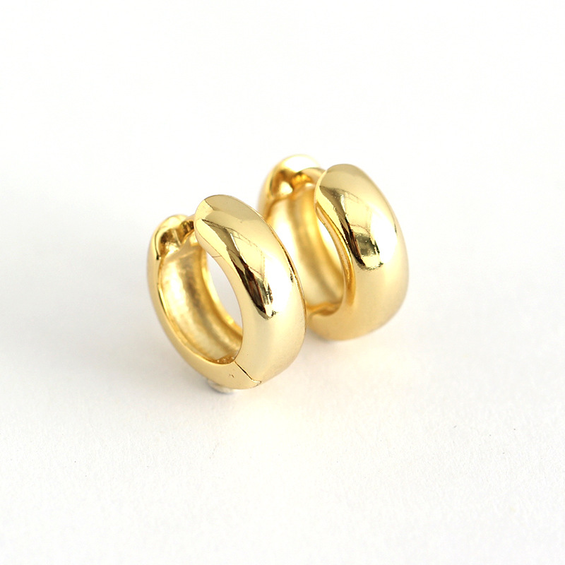 European S925 Silver INS Minimalist Polished Round Ear Cuffs Versatile Heavy Texture Hoop Earrings Jewelry