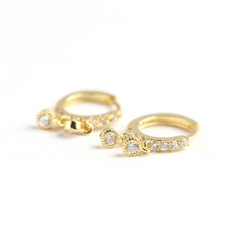 European Trendy Diamond-Set Silver Ear Cuffs S925 Silver Teardrop Versatile Earrings Jewelry