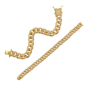 S925 Silver European Hip-Hop Full Diamond Bracelet Trendy Personalized Rap Heavy Cuban Chain Couples Bracelet