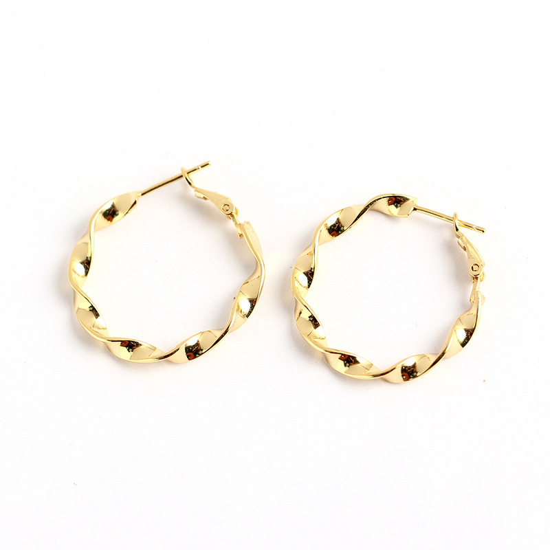 European Elegant S925 Silver Earrings INS Versatile Mobius Ring Handcrafted Large Hoop Earrings
