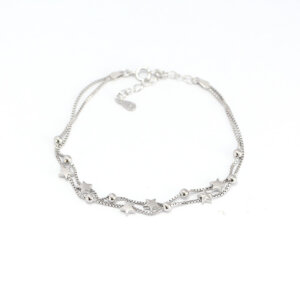S925 Silver Exquisite Petite Double Layer Star Bead Bracelet Korean Style Fresh Sweet Jewelry for Girls