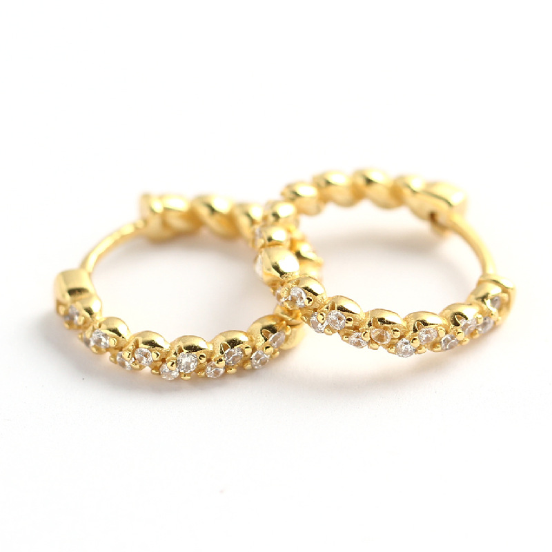 Hot-Selling S925 Silver INS Geometric Twist Diamond-Set Ear Cuffs Trendy Silver Jewelry