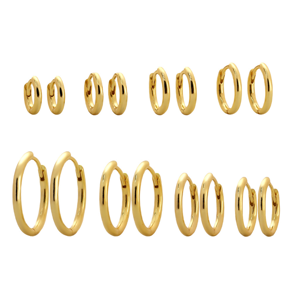 Korean Simple Circle Ear Cuffs S925 Silver Polished Unique Layered Stud Earrings Ear Bone Cuffs