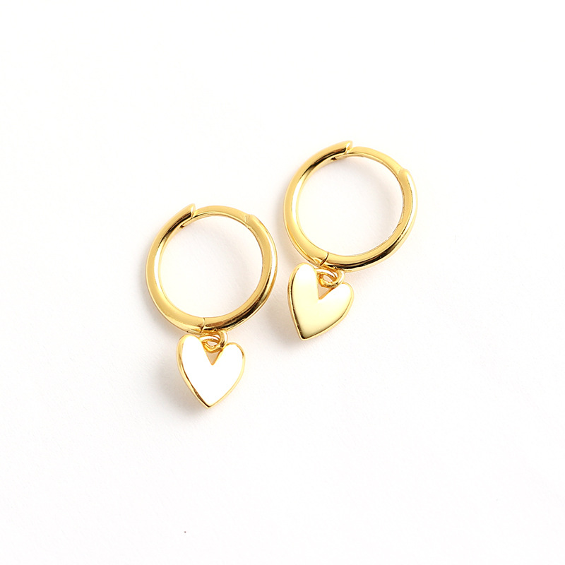 S925 Silver INS Style Korean Heart Hoop Earrings Ultra-Feminine Fresh Silver Stud Earrings
