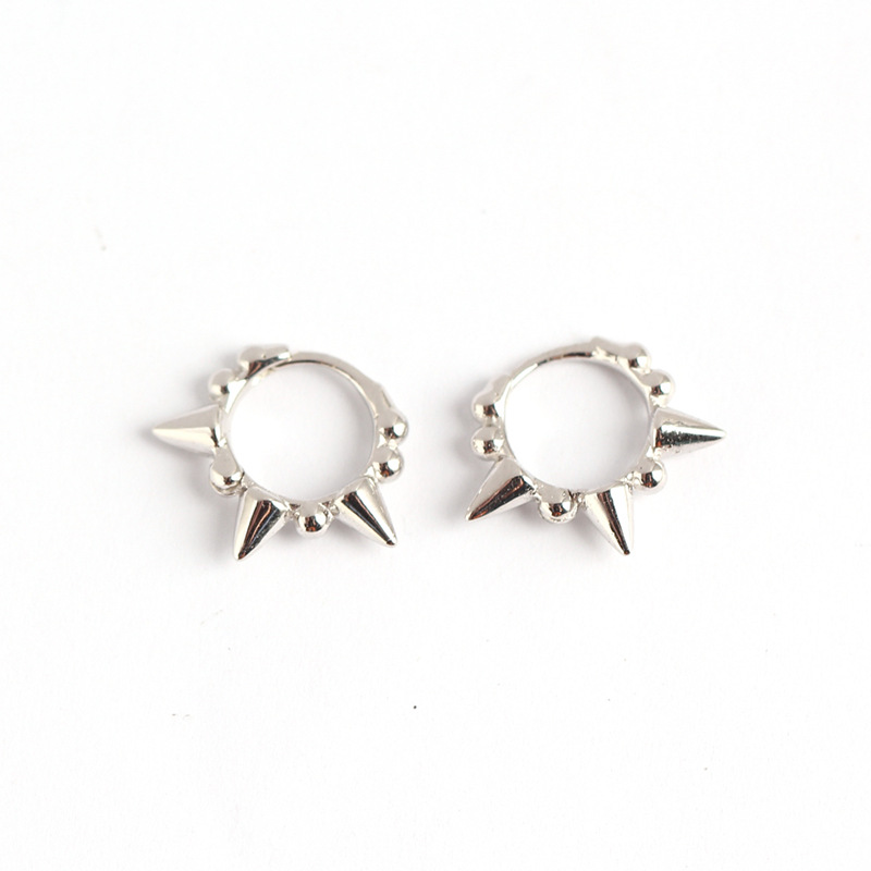 Simple Retro Round Silver Stud Earrings S925 Silver Korean Style Twisted Blackened Thai Silver Jewelry for Women