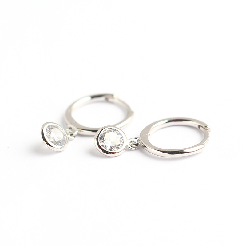 European Best-Selling S925 Silver Earrings Minimalist Versatile Round Hoop Zircon-Set Ear Cuffs for Women