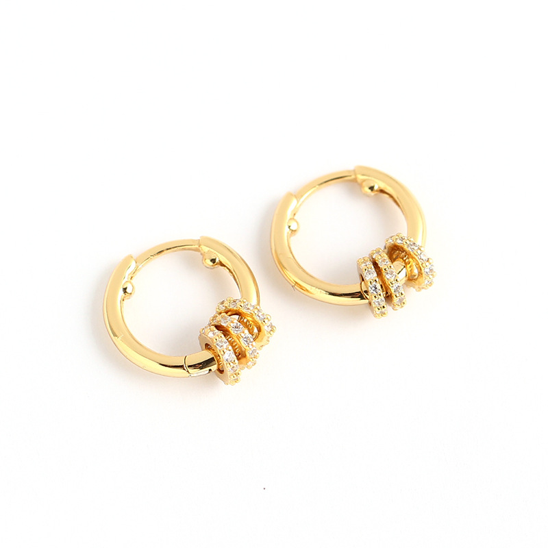 Japanese Style Detachable Round Hoop Silver Earrings S925 Silver Amulet Zircon-Set Ear Cuffs Earrings for Women