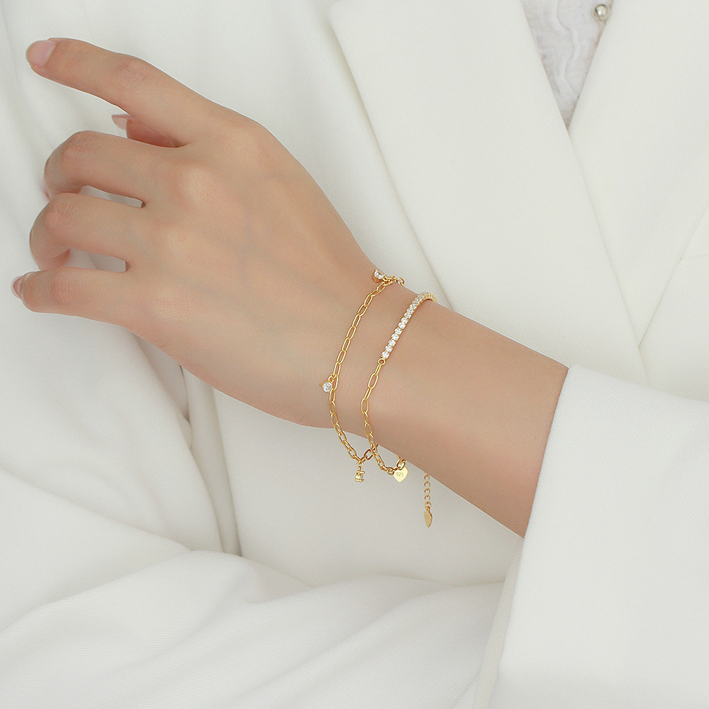 S925 Silver Bracelet Women Fresh Forest Style Diamond Hand Chain Summer Sweet Versatile Jewelry for Women - Image 3