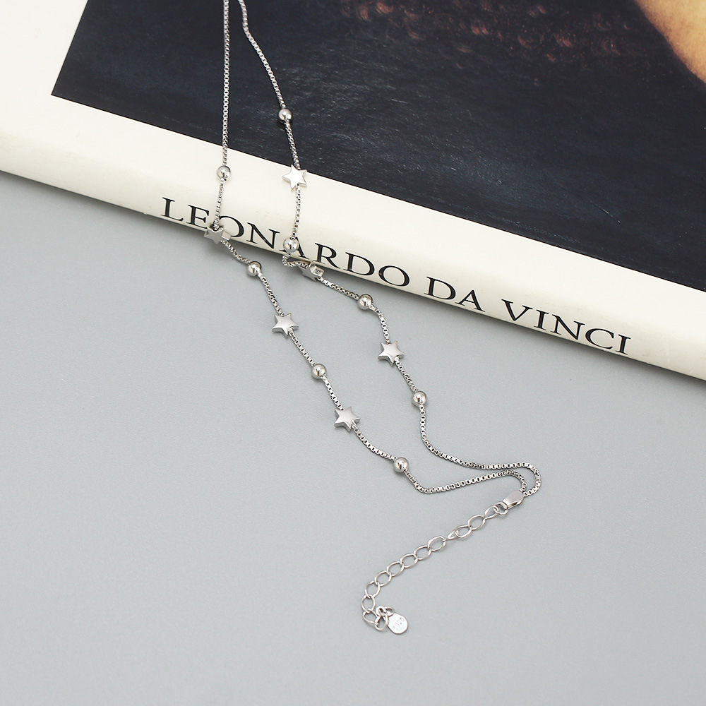 S925 Silver Exquisite Petite Double Layer Star Bead Bracelet Korean Style Fresh Sweet Jewelry for Girls - Image 5