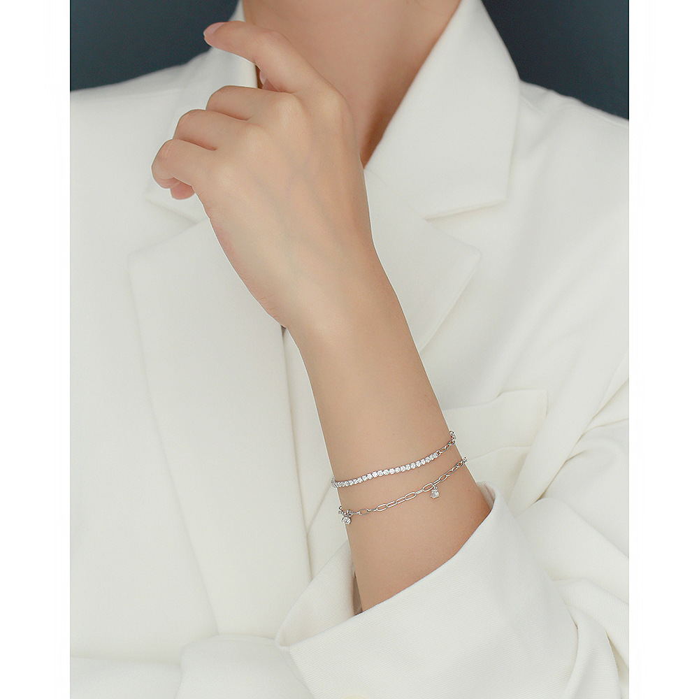 S925 Silver Bracelet Women Fresh Forest Style Diamond Hand Chain Summer Sweet Versatile Jewelry for Women - Image 4