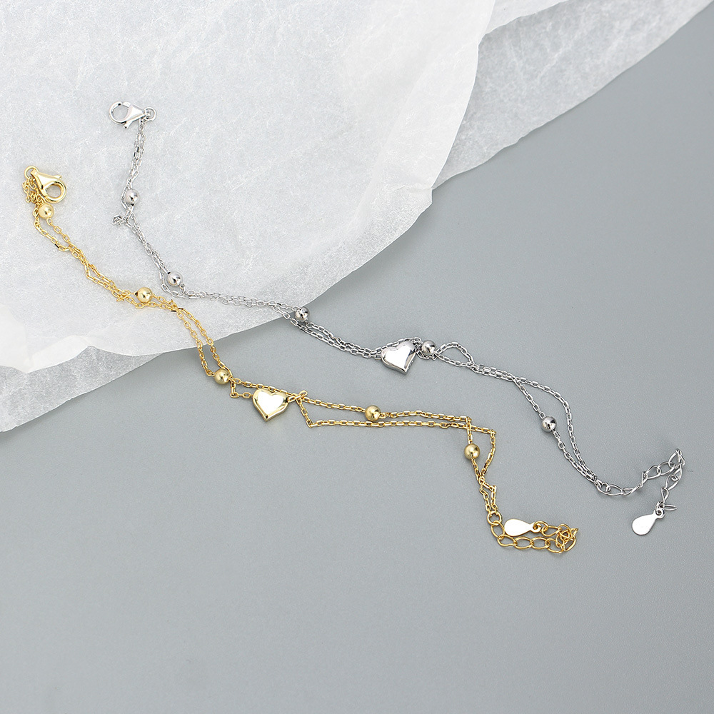 S925 Silver Cute Multi-Charms Heart Bracelet Korean Style Fresh Sweet Summer Jewelry for Girls - Image 5