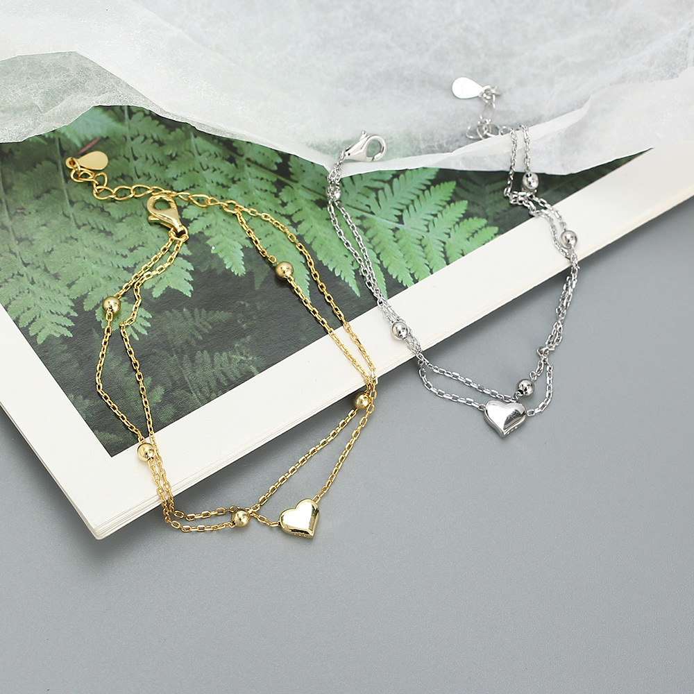 S925 Silver Cute Multi-Charms Heart Bracelet Korean Style Fresh Sweet Summer Jewelry for Girls - Image 6