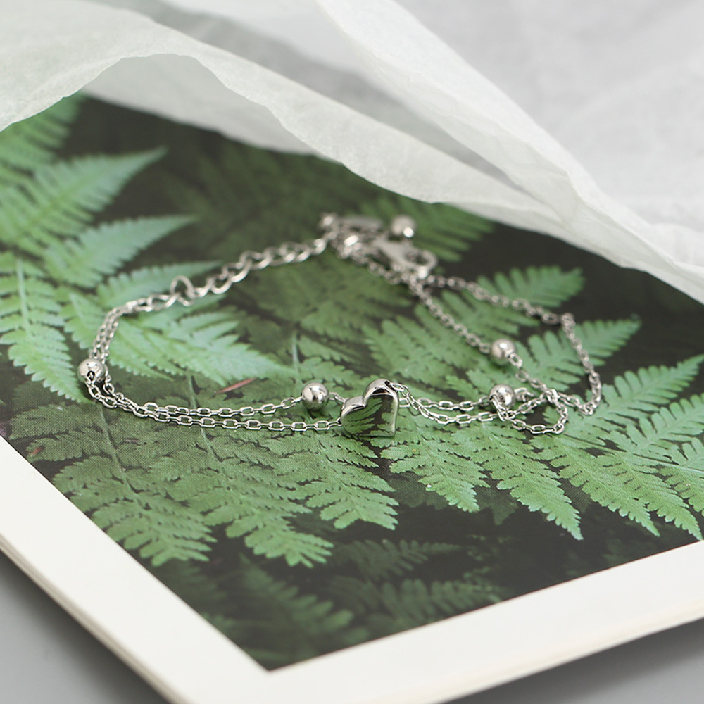 S925 Silver Cute Multi-Charms Heart Bracelet Korean Style Fresh Sweet Summer Jewelry for Girls - Image 7