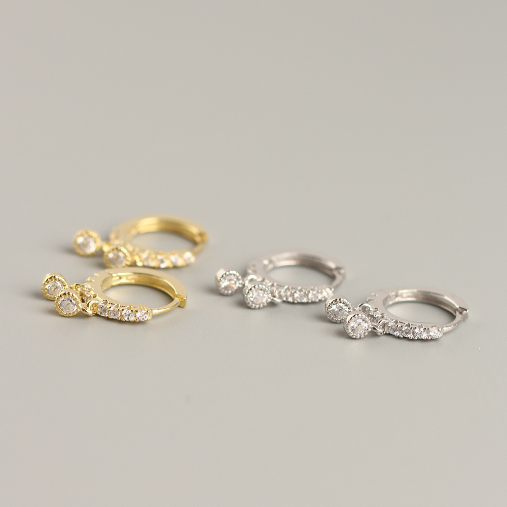 European Trendy Diamond-Set Silver Ear Cuffs S925 Silver Teardrop Versatile Earrings Jewelry - Image 2
