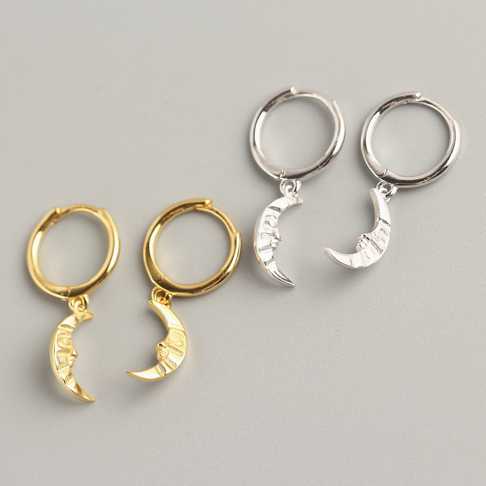 European S925 Silver INS Trendy Street Style Fashion Moon-Shaped Ear Cuffs Silver Earrings for Women - Image 2