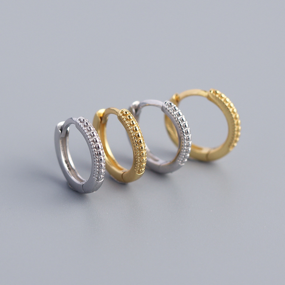European Light Luxury INS Small Dot Earrings S925 Silver Stackable Hoop Ear Cuffs Jewelry for Women - Image 2