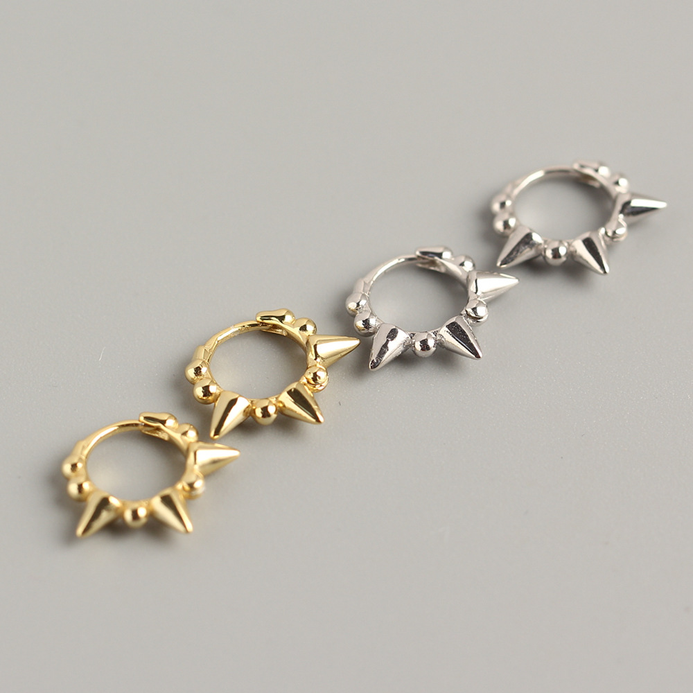 Simple Retro Round Silver Stud Earrings S925 Silver Korean Style Twisted Blackened Thai Silver Jewelry for Women - Image 2
