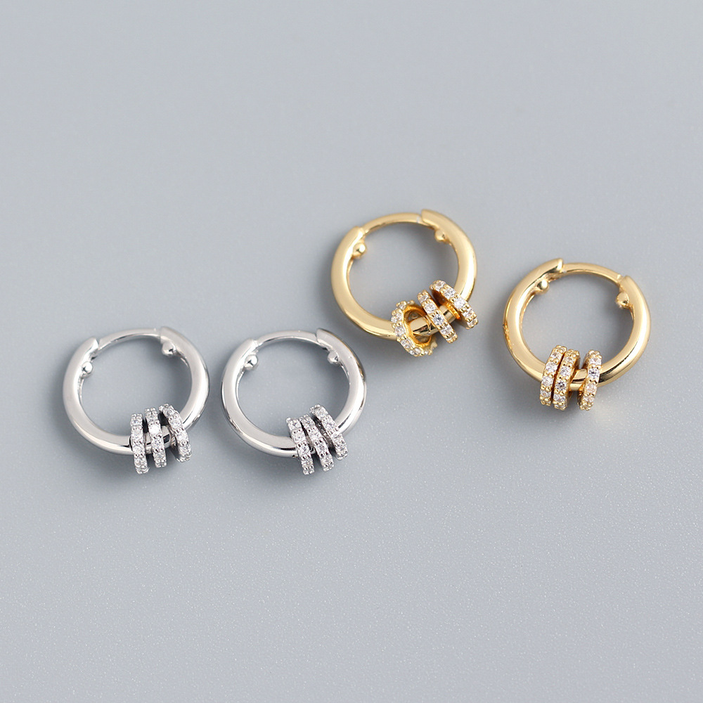 Japanese Style Detachable Round Hoop Silver Earrings S925 Silver Amulet Zircon-Set Ear Cuffs Earrings for Women - Image 2