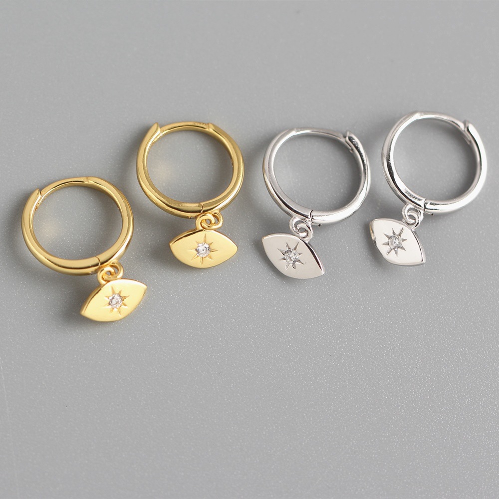 European Light Luxury Eye Earrings Best-Selling S925 Silver Mini Sun Hoop Ear Cuffs Stud Earrings Jewelry - Image 2