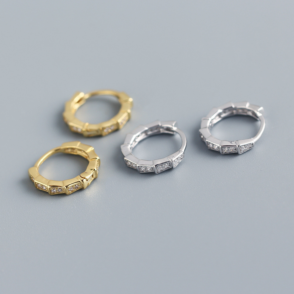 European S925 Silver INS Diamond-Set Earrings Design Snake Scales Ear Cuffs Layered Jewelry for Women - Image 2