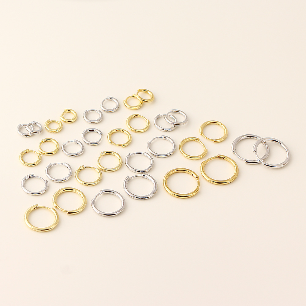 Korean Simple Circle Ear Cuffs S925 Silver Polished Unique Layered Stud Earrings Ear Bone Cuffs - Image 2