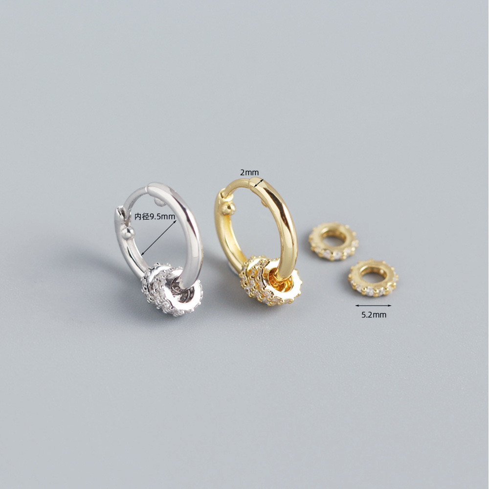 Japanese Style Detachable Round Hoop Silver Earrings S925 Silver Amulet Zircon-Set Ear Cuffs Earrings for Women - Image 3