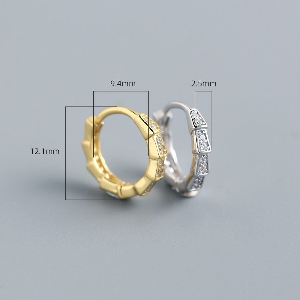 European S925 Silver INS Diamond-Set Earrings Design Snake Scales Ear Cuffs Layered Jewelry for Women - Image 3