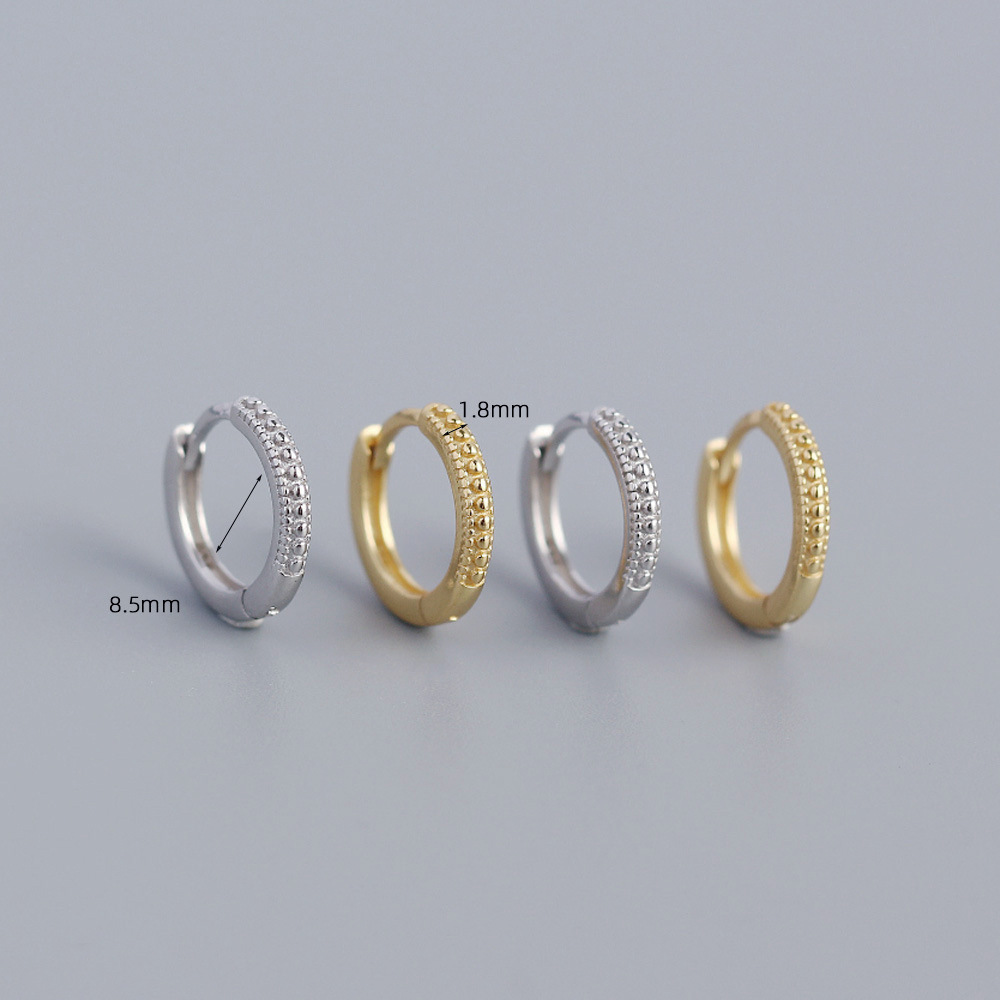 European Light Luxury INS Small Dot Earrings S925 Silver Stackable Hoop Ear Cuffs Jewelry for Women - Image 3