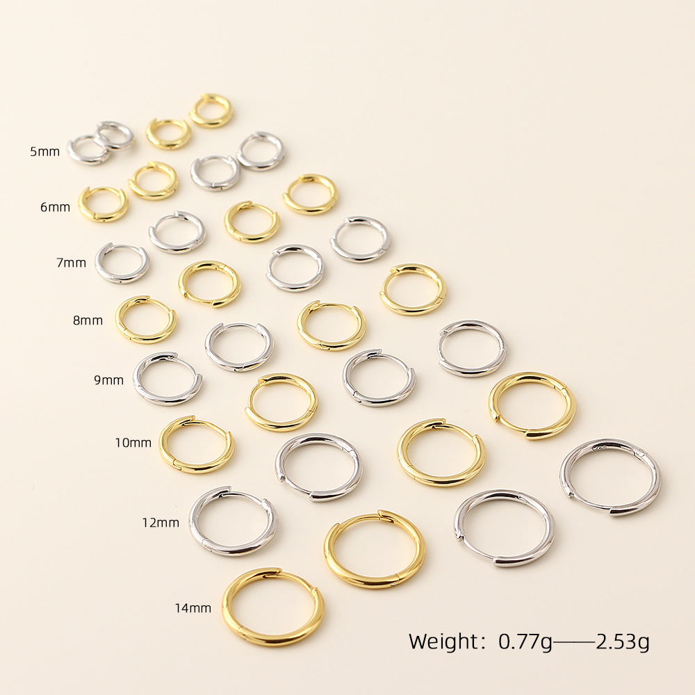 Korean Simple Circle Ear Cuffs S925 Silver Polished Unique Layered Stud Earrings Ear Bone Cuffs - Image 3