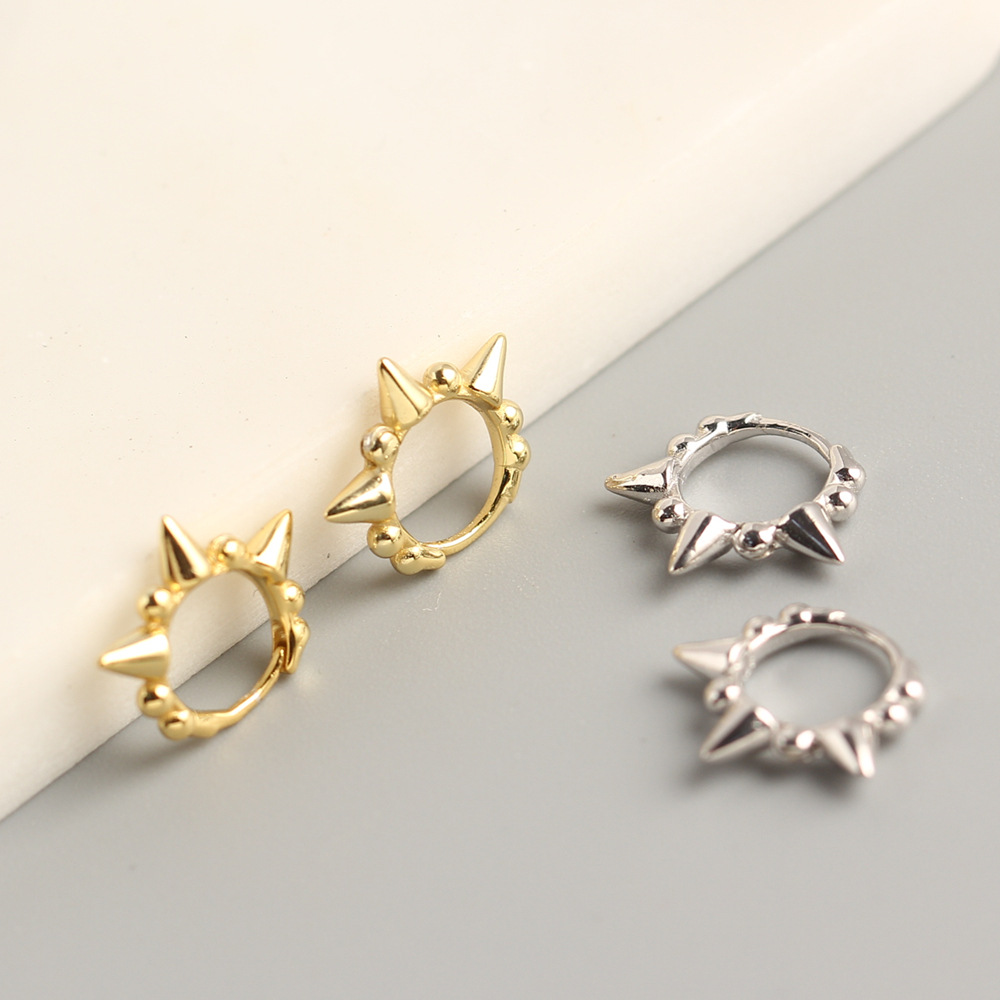 Simple Retro Round Silver Stud Earrings S925 Silver Korean Style Twisted Blackened Thai Silver Jewelry for Women - Image 3