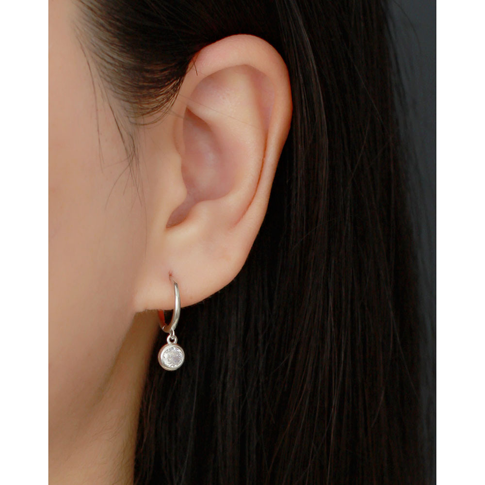 European Best-Selling S925 Silver Earrings Minimalist Versatile Round Hoop Zircon-Set Ear Cuffs for Women - Image 14