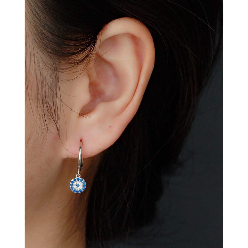 European Silver Ear Cuffs S925 Diamond-Set Evil Eye Trendy Jewelry Earrings for Women - Image 14