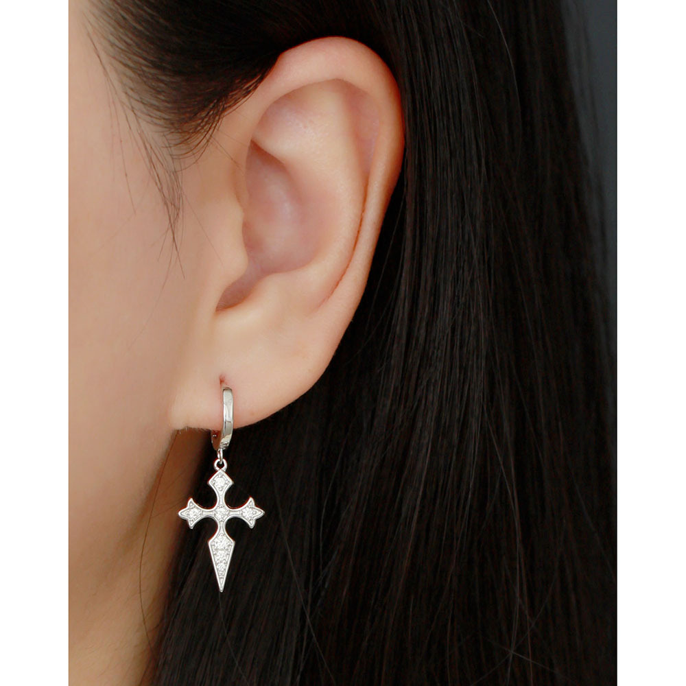 European Best-Selling S925 Silver Cross Ear Cuffs Diamond-Set Baroque Style Ear Cuffs Jewelry - Image 12