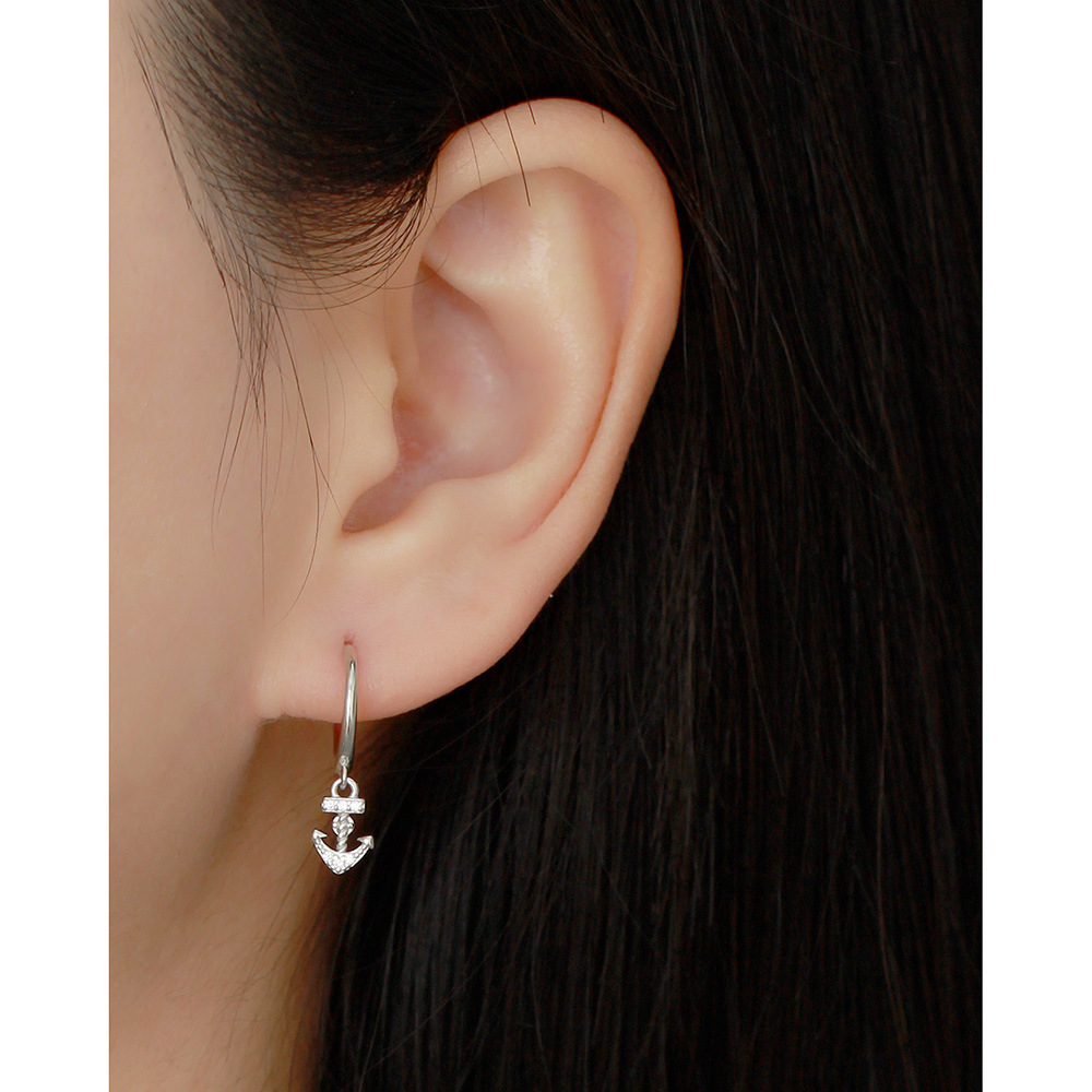 European Light Luxury S925 Silver INS Anchor Earrings Diamond-Set Versatile Hot-Selling Ear Cuffs - Image 10