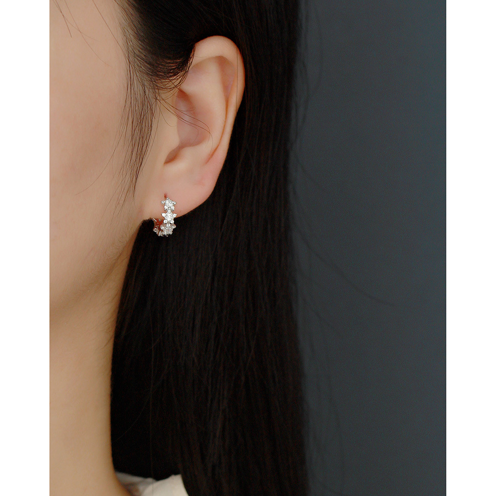 European Light Luxury S925 Silver Double-Sided Star Stud Earrings Five-Pointed Star Full Diamond Luxury Hoop Ear Cuffs - Image 12