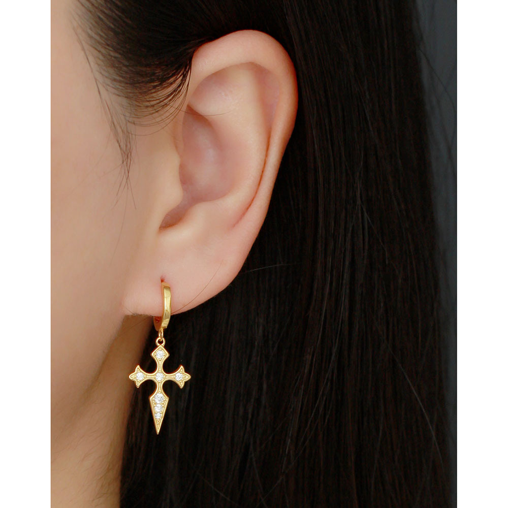 European Best-Selling S925 Silver Cross Ear Cuffs Diamond-Set Baroque Style Ear Cuffs Jewelry - Image 13