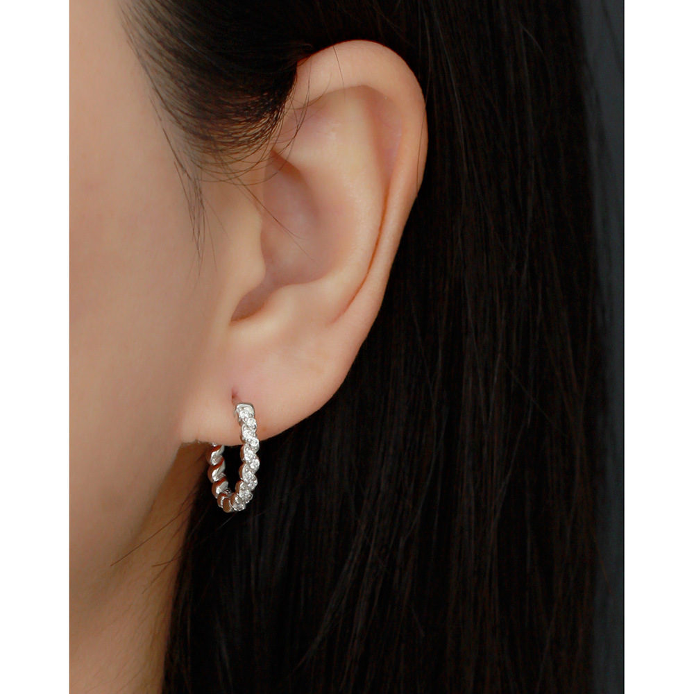 Hot-Selling S925 Silver INS Geometric Twist Diamond-Set Ear Cuffs Trendy Silver Jewelry - Image 12