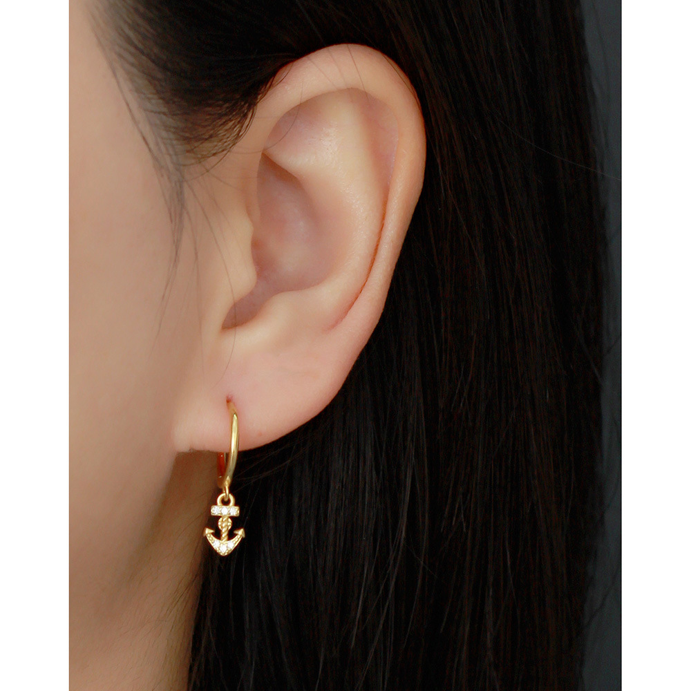 European Light Luxury S925 Silver INS Anchor Earrings Diamond-Set Versatile Hot-Selling Ear Cuffs - Image 11