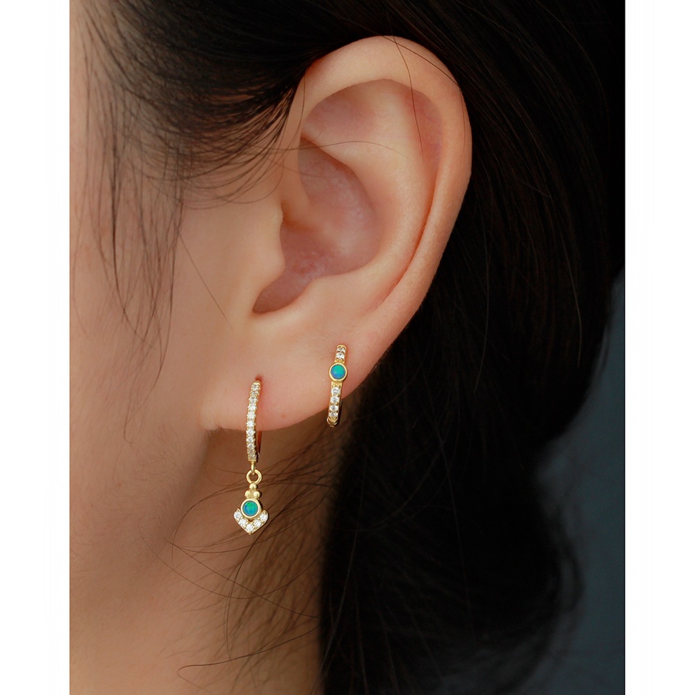 European French Style S925 Silver Blue Opal Stud Earrings Opal Silver Ear Cuffs Ear Jewelry for Women - Image 12