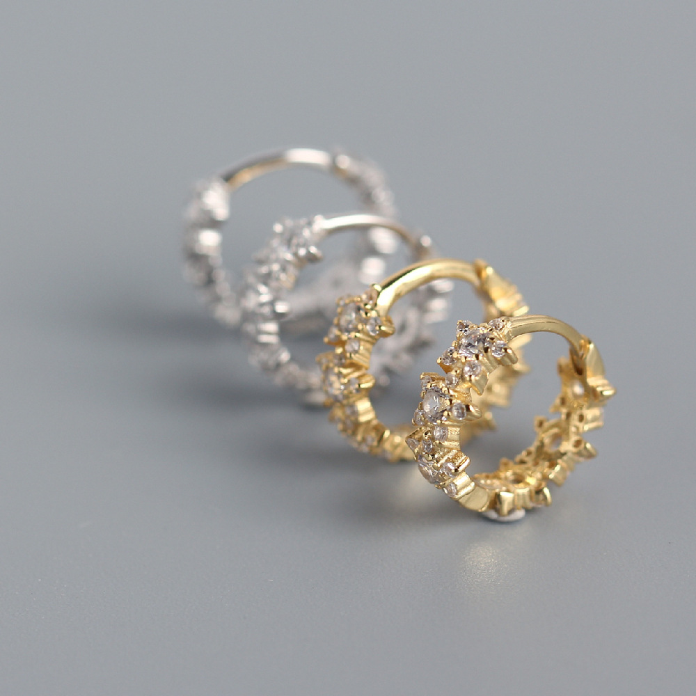 European Light Luxury S925 Silver Double-Sided Star Stud Earrings Five-Pointed Star Full Diamond Luxury Hoop Ear Cuffs - Image 3
