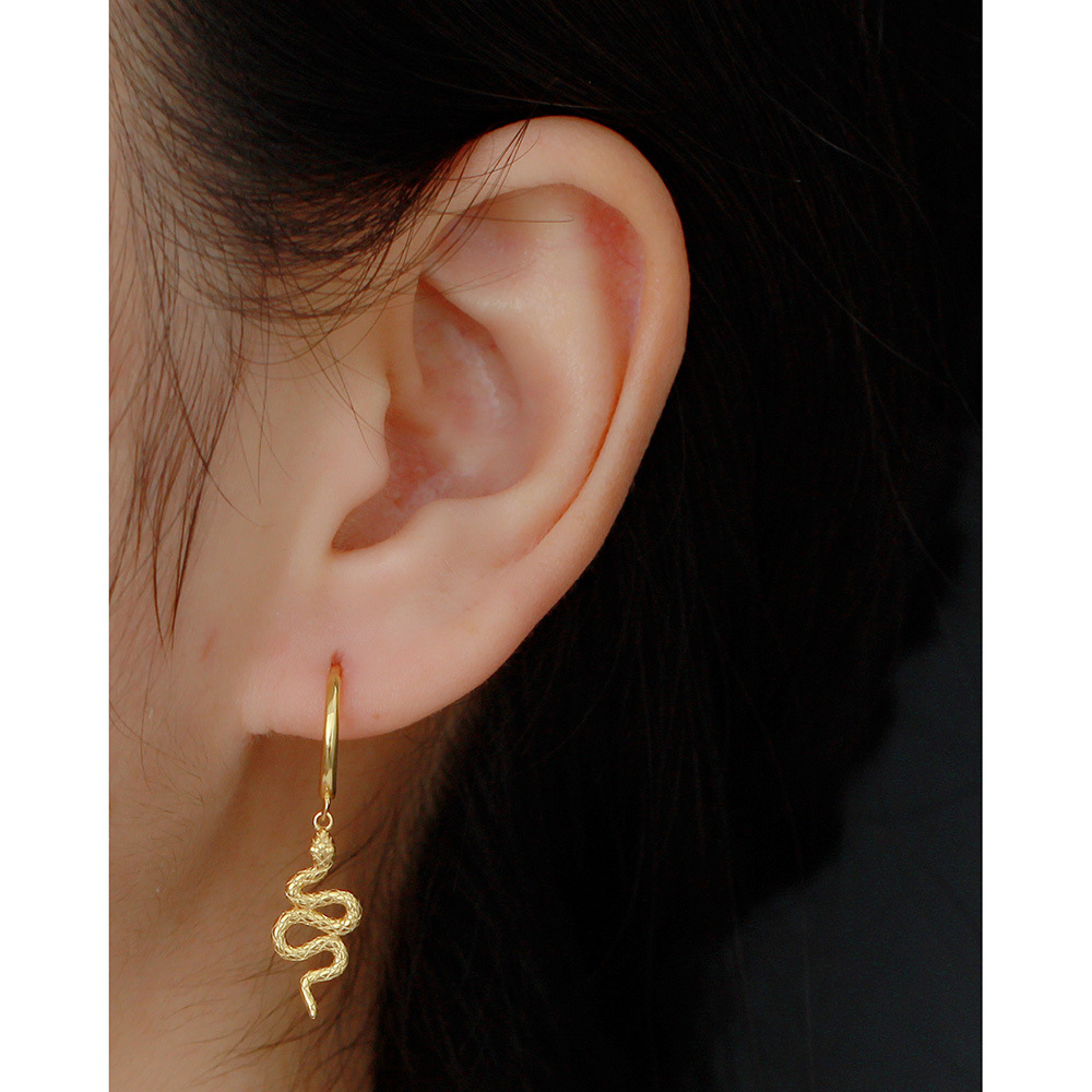 European Light Luxury S925 Silver INS Irregular Gold Tassel Wrinkle Snake-Shaped Ear Cuffs Earrings for Women - Image 14