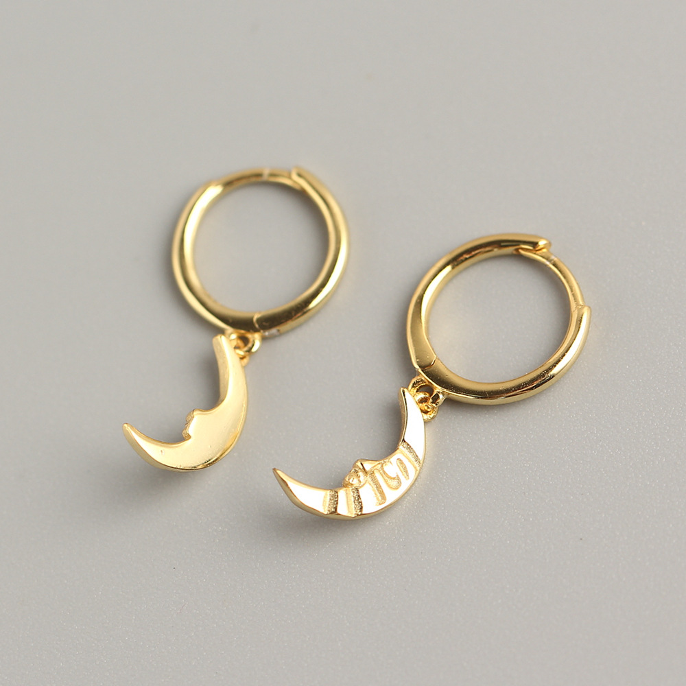 European S925 Silver INS Trendy Street Style Fashion Moon-Shaped Ear Cuffs Silver Earrings for Women - Image 3