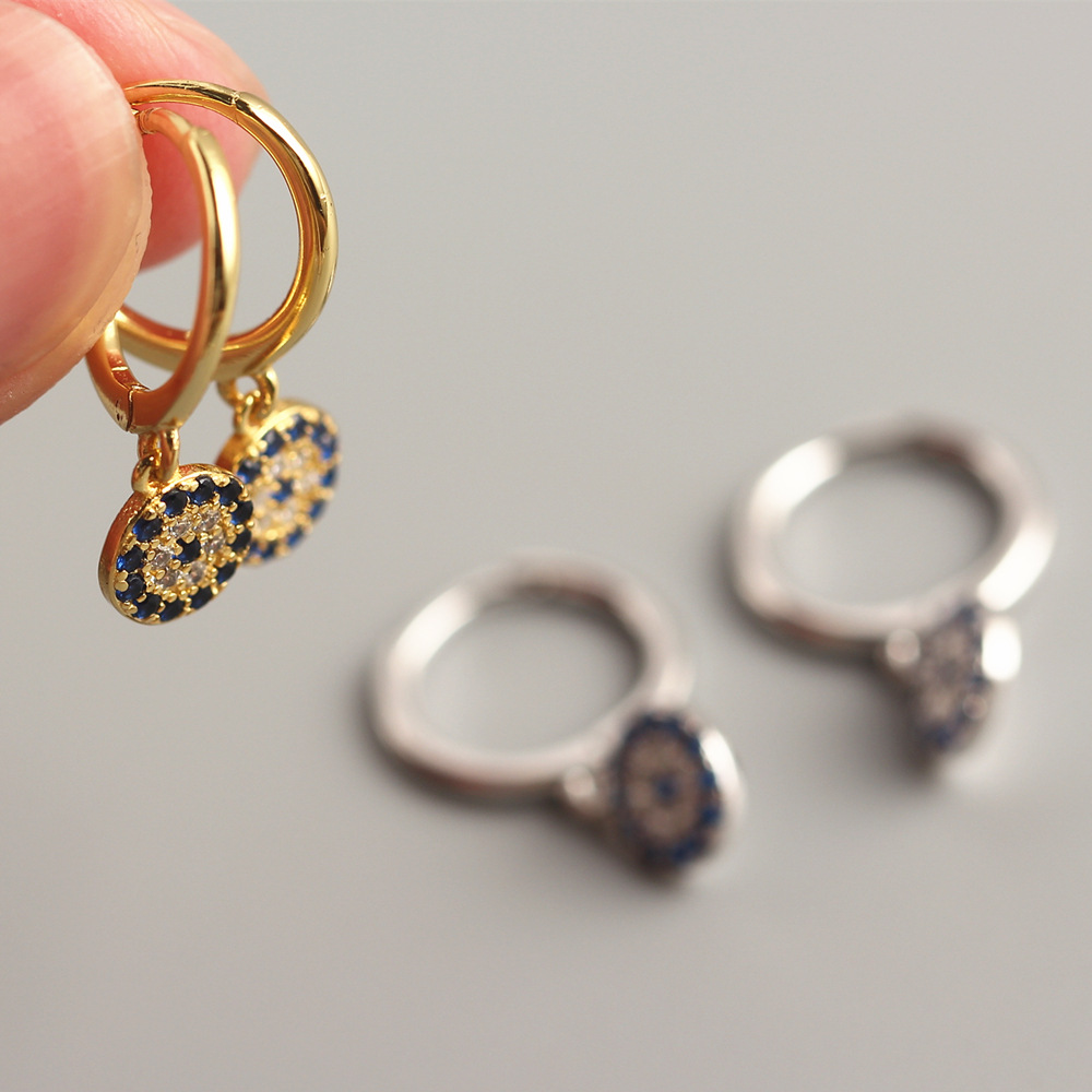 European Silver Ear Cuffs S925 Diamond-Set Evil Eye Trendy Jewelry Earrings for Women - Image 3