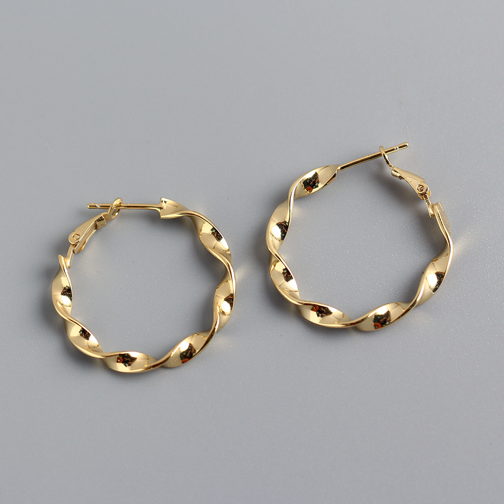 European Elegant S925 Silver Earrings INS Versatile Mobius Ring Handcrafted Large Hoop Earrings - Image 3
