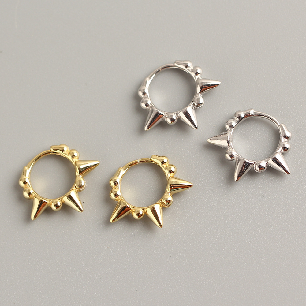 Simple Retro Round Silver Stud Earrings S925 Silver Korean Style Twisted Blackened Thai Silver Jewelry for Women - Image 5